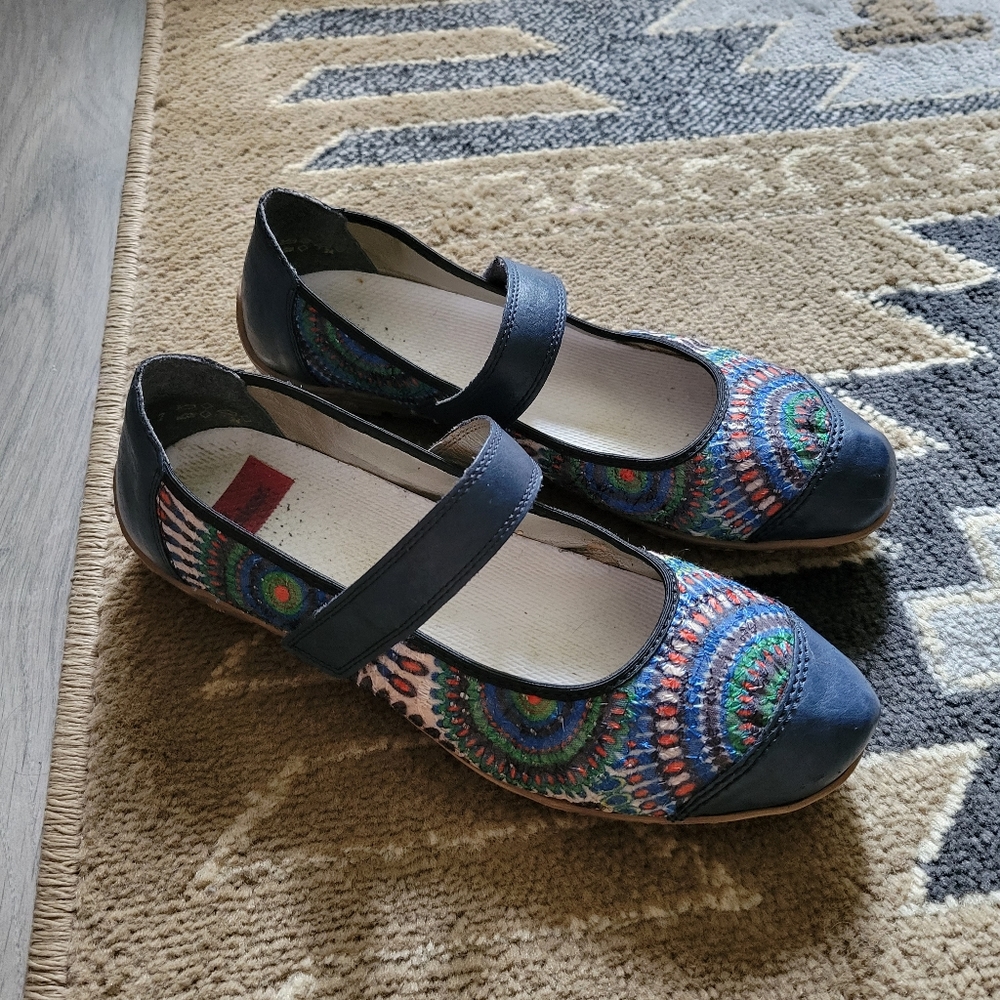 Rieker Multicolor Leather Maryjane Shoes